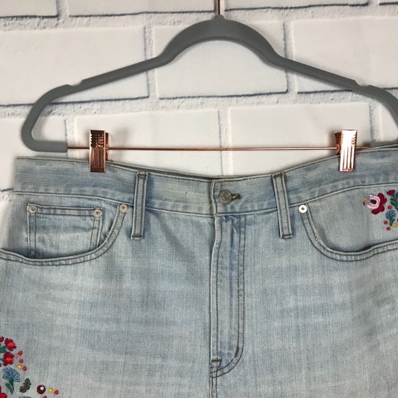 Madewell The Perfect Jean Short Embroidered Sz 32 - Picture 6 of 8